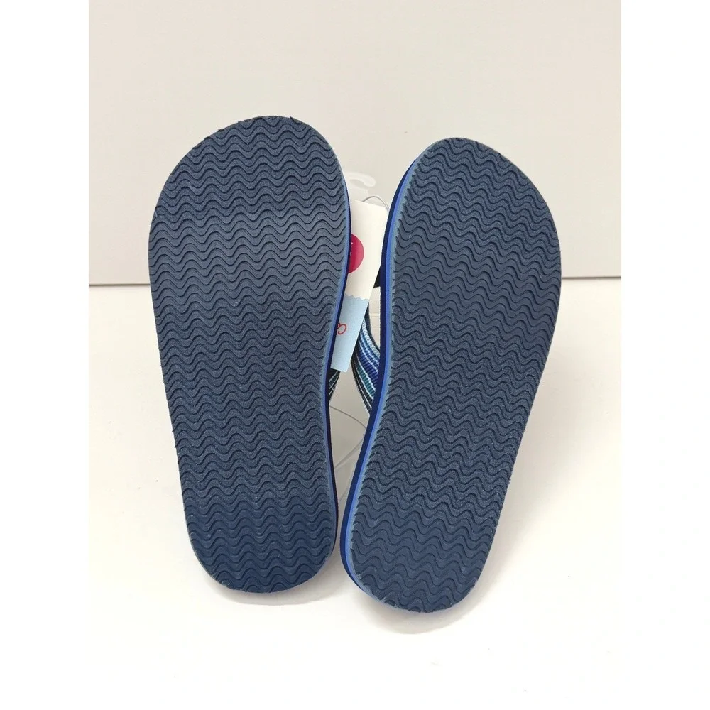 Cat & Jack Blue Striped Thong Flip Flop Sandals Youth Size M 2/3